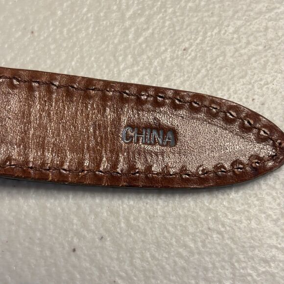 Brighton Santos  Multi Color Canvas Brown Laced Leather Belt  Silver Buckle  32 - Picture 11 of 14